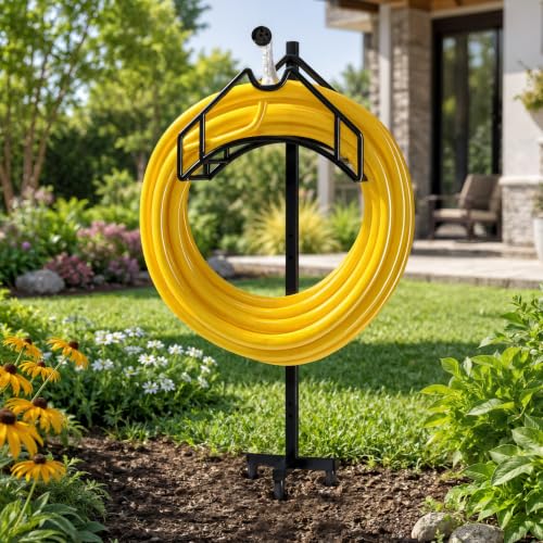 Utopia Home Freestanding Garden Hose Holder, 150 ft, Black