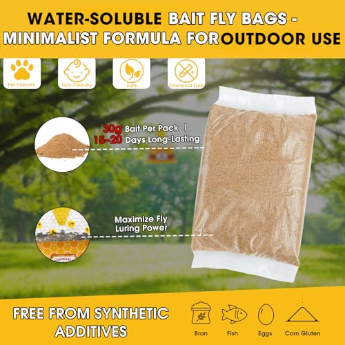 Disposable Hanging Fly Traps Outdoor Bags with Dissolvable Bait-10 Pack - size: 10 Packs