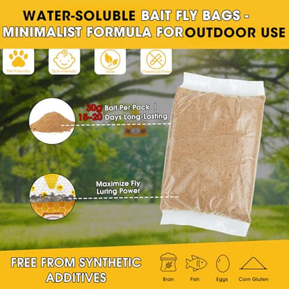 Disposable Hanging Fly Traps Outdoor Bags with Dissolvable Bait-10 Pack - size: 10 Packs