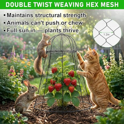 Garden Cloches for Plants 9 Pack - Chicken Wire Outdoor Plant Protectors from Animals - Heavy-Duty Metal Cage with Detachable Lid - Rustproof Covers - 12"D × 17"H - Blocks Rabbits, Squirrels & Birds - size: 9 Pack