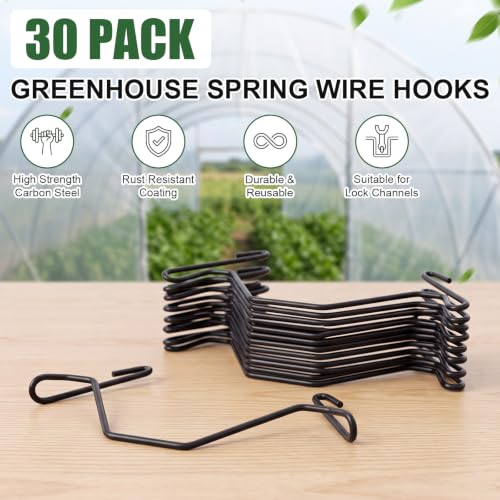 Hicarer 30 Pack Greenhouse Spring Wire Hooks Batten Tape Lock Channel Clips