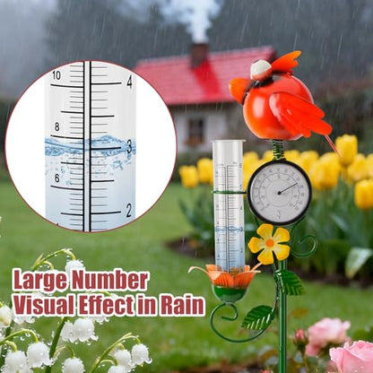 Joint Honglin Metal Adorable Bird Rain Gauge with Outdoor Temperature - color: Yellow