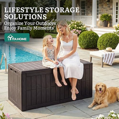 YITAHOME 110 Gallon Outdoor Deck Box - color: Dark Brown, size: 110 Gallon