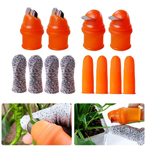 YBB 12 Pcs Gardening Silicone Thumb Knife Harvesting Tool, Separator Finger Plant Fruit Picking Knife Garden Tool (L) - color: L