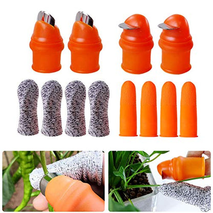 YBB 12 Pcs Gardening Silicone Thumb Knife Harvesting Tool, Separator Finger Plant Fruit Picking Knife Garden Tool (L) - color: L