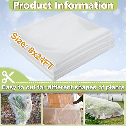 Alphatool 8 x 24 ft Greenhouse Cover Plastic Sheeting for Outdoor Plants - size: 8 x 24 ft