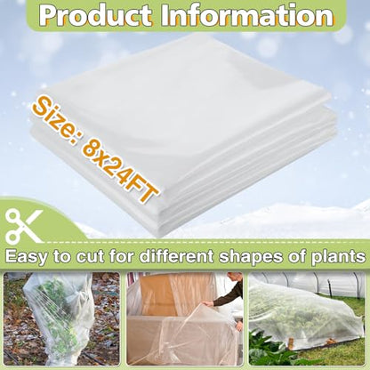 Alphatool 8 x 24 ft Greenhouse Cover Plastic Sheeting for Outdoor Plants - size: 8 x 24 ft