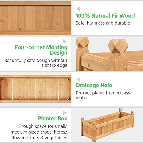Yaheetech 43.5" Wooden Raised Garden Bed Rectangular Planter Box, 1pcs - size: 43.5'' x 16'' x 14'' (LxWxH)