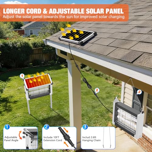 ZECHUAN Solar Bug Zapper Outdoor, Rechargeable Mosquito Zapper - color: White