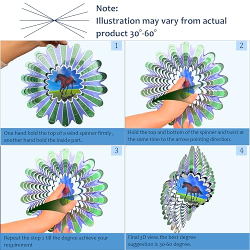 Animated Horse Wind Spinner- 3D Hanging Wind Sculptures & Catcher - color: Animated Horse