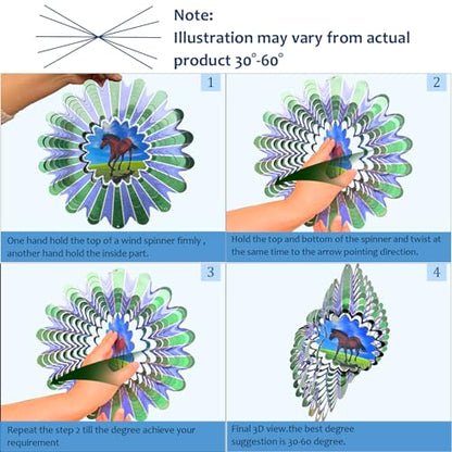 Animated Horse Wind Spinner- 3D Hanging Wind Sculptures & Catcher - color: Animated Horse