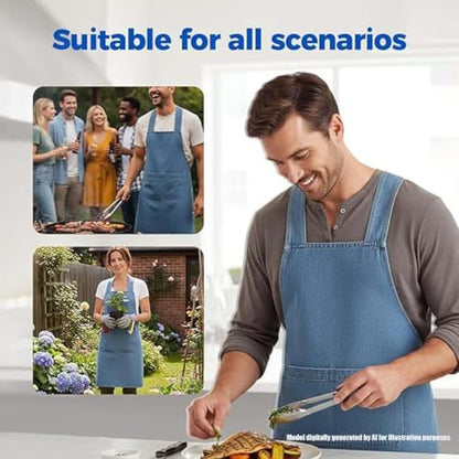 Adult Cross Back Apron, Stain Resistant Cotton Apron with Pockets ﻿ - color: D