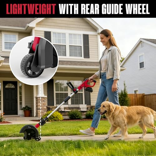 Brushless Lawn Edger Compatible with Milwaukee 18v Battery, Electric Cordless Edger/Trencher (Tool ONLY) 9’’ Blade, 3 Position Adjustable Depth, 180°Handle, Lightweight with Rear Wheel for Landscaping