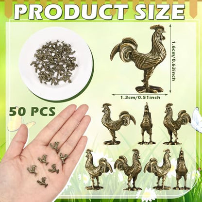 Civaner 50 Pcs Mini Rooster Figurines, Mini Brass Figurines - style: Rooster