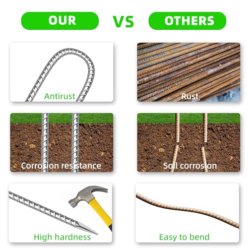 10 Pack Ground Garden Rebar Stakes Rebar 12 Inch Anti-Rust Galvanized Steel U Shape Hook Heavy Duty Ground Anchors for Tents, Position Kits,Fences, and Trampolines Landscape Fabric - color: U-16'' 8mm 10pcs SL