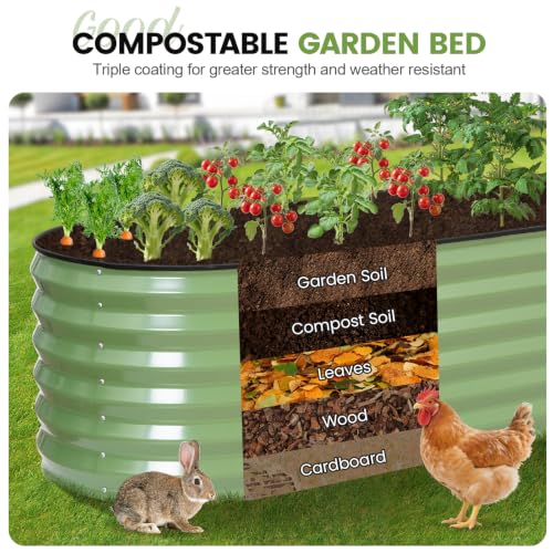 G GOOD GAIN Raised Garden Beds Galvanized, Metal Planter Boxes Kit, Oliver - color: Oliver Green, size: 8×2×1.4ft (1 Pack)