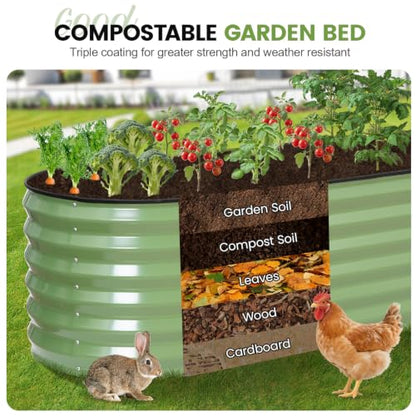 G GOOD GAIN Raised Garden Beds Galvanized, Metal Planter Boxes Kit, Oliver - color: Oliver Green, size: 8×2×1.4ft (1 Pack)