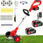 21V Cordless Weed Wacker with 2 Batteries & Wheels, Battery Powered Weed Eater, Electric String Trimmer, Grass Trimmer & Lawn Edger 4-in-1, Lightweight Weed Trimmer for Lawn Garden