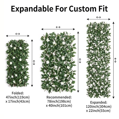 Expandable Privacy Fence, White Orchid, 120 x 22 in - color: White Orchid