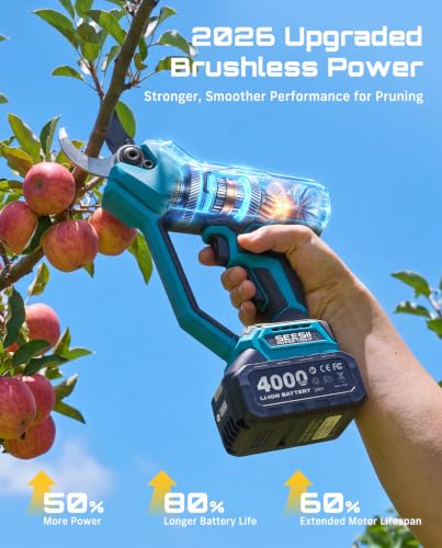SEESII Electric Pruning Shears Upgraded, 1.6" Cordless Brushless Pruner - color: Tool Blue