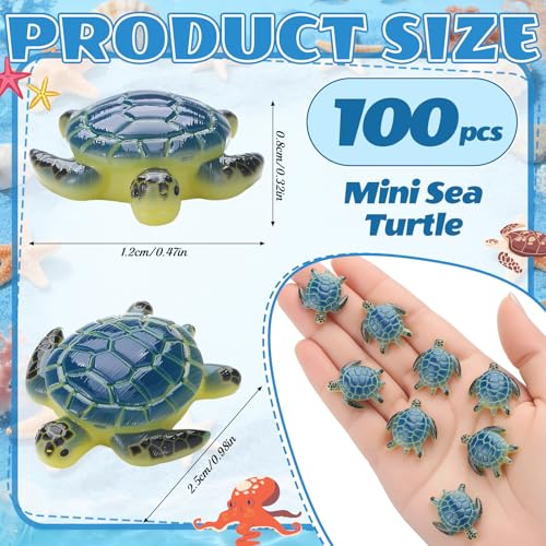Yerliker 50 Pcs 100 Pcs Mini Sea Turtle Figurines Sea Animals, Blue - color: Blue