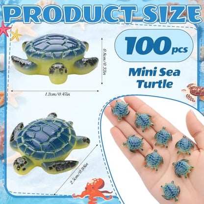 Yerliker 50 Pcs 100 Pcs Mini Sea Turtle Figurines Sea Animals, Blue - color: Blue