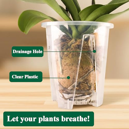Orchid Pot 6 Pack 4.7 Inch Clear Nursery Pots for Plants with Drainage Hole - size: 4.7 Inch