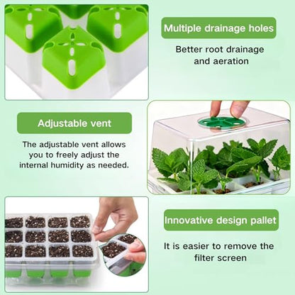 5 Pack 60-Cell Silicone Seed Starter Trays with Humidity Dome - size: 5-Pack,with Humidity Dome