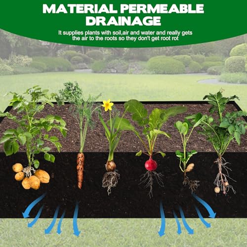 CIEOVO Raised Garden Bed Liner Thick Fabric Raised Garden Bed Breathable Drainage Rectangle Grow Bags with Handles Fabric Garden Bed for Outdoor Raised Garden Beds Holds Soil, 4 x 2 x 1ft