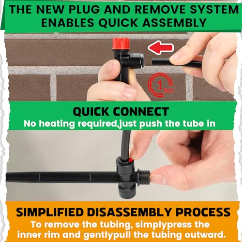 MIXC Quick-Connect Drip Irrigation Emitters for 1/4" Drip Irrigation Tubing - color: Red