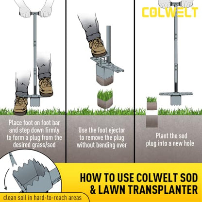 Colwelt Sod Plugger Tool Square, Grass Plug Tool for Lawn, Sod Cutter Hand