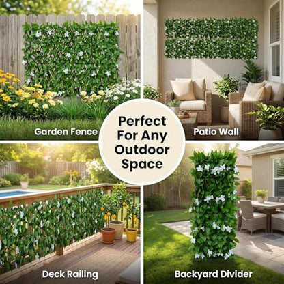 Expandable Privacy Fence, White Orchid, 120 x 22 in - color: White Orchid