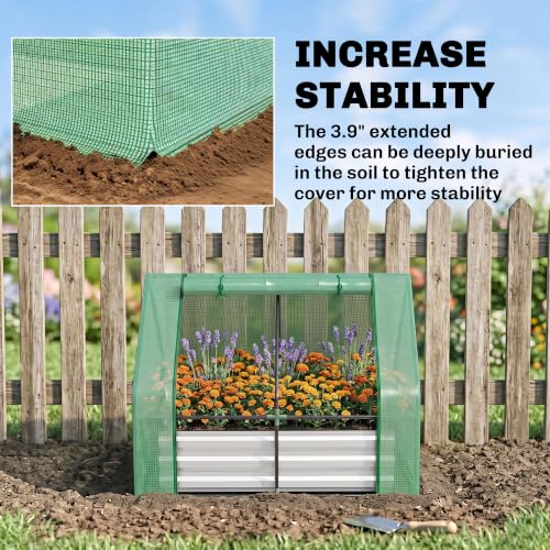 Outsunny 4 x 3ft Metal Planter Box with Mini Greenhouse, Green/Gray - color: Green and Gray