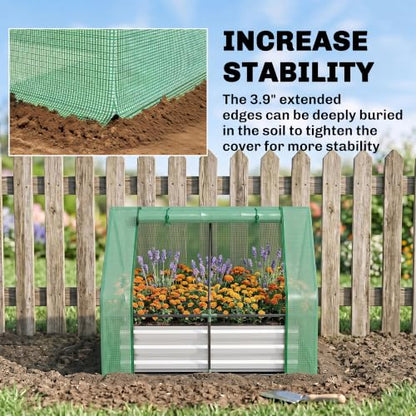 Outsunny 4 x 3ft Metal Planter Box with Mini Greenhouse, Green/Gray - color: Green and Gray