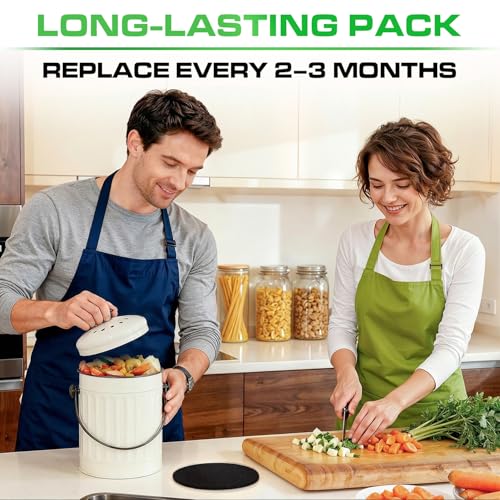 Plexon 10 Packs Charcoal Filters for Compost Bucket Countertop Bin 1.5 Gallon - Kitchen Natural Home Compost Bin Filter - Replacement Refill, Round 6.5 inch