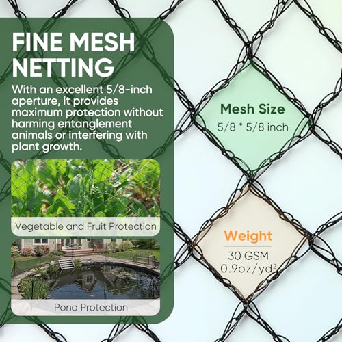 Bird Netting for Garden Protection, 7.5 X 100 FT, Heavy Duty Garden Netting - size: 7.5X100 FT