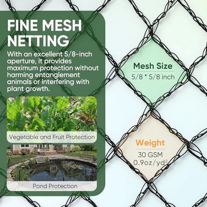 Bird Netting for Garden Protection, 7.5 X 100 FT, Heavy Duty Garden Netting - size: 7.5X100 FT