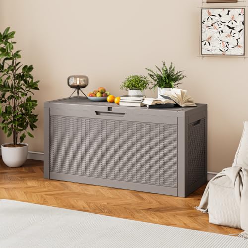 75 Gallon Outdoor Storage Box Waterproof Deck Box Patio Storage - color: Gray, style: 75Gallon