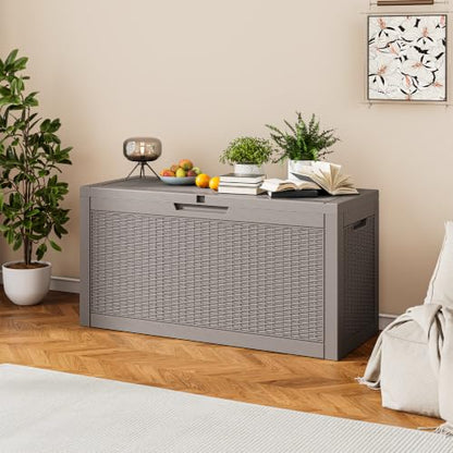 75 Gallon Outdoor Storage Box Waterproof Deck Box Patio Storage - color: Gray, style: 75Gallon