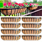 LaLaGreen Outdoor Wall Planter - 8 Pack, 30 Inch Large Metal Basket with Coco Liner, Long Window Flower Box Deck Railings Hanging Horse Trough Balcony Plant Pot Garden Fence Balcony Patio Rail - size: 30" x 8