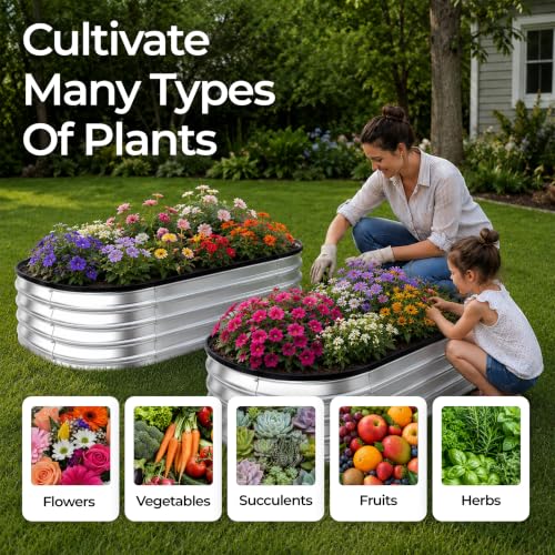 Utopia Home Galvanized Raised Garden Bed 4x2x1 Ft, Pack of 2 Silver - color: Silver, size: 4 Ft (Pack of 2)