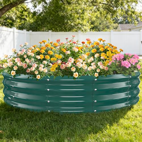TBMLC 12" Tall Heavy-Duty 60" Diameter Round Steel Rised Garden Bed Green - color: Green, size: 60" Diameter X 12" Tall