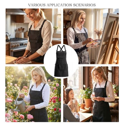 Nanxson Apron with Pockets Cross Back Apron for Hair Stylist,Salon - color: Black