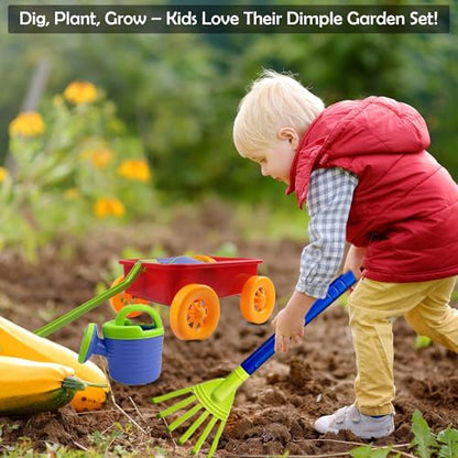 Dimple Red Garden Wagon & Tools Toy Set, 15 Pc Kids Gardening Play Set - color: Red
