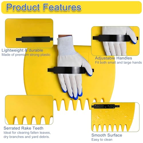 2 Sets Leaf Scoops Hand Rakes, Lightweight Plastic Leaf Grabbers