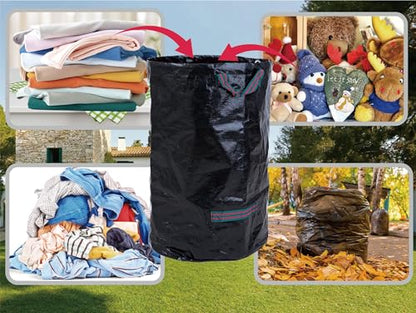 Reusable Lawn Leaf Bags, 72 Gallon 3Pack - Heavy Duty with Gardening Gloves & 4Handles - Camping Leaf Recycling Bags