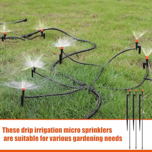 Geelin 25 Pcs 360 Degree Drip Irrigation Emitters, 12" Stake Sprayers - style: 360 Degree