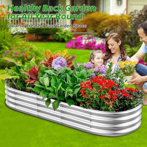 RAYKEEP 5x2x1 ft Galvanized Raised Garden Beds, Pack of 01 - Silver - color: 1pcs, size: 5x2x1 ft