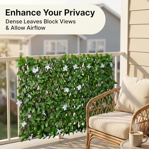 Expandable Privacy Fence, White Orchid, 120 x 22 in - color: White Orchid