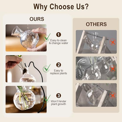 Plant Propagation Station, Plastic Vase with Metal Stand, Clear Plastic Hanging Vase, Hydroponic Planter for Office Home Wedding Tabletop Decoration (4)